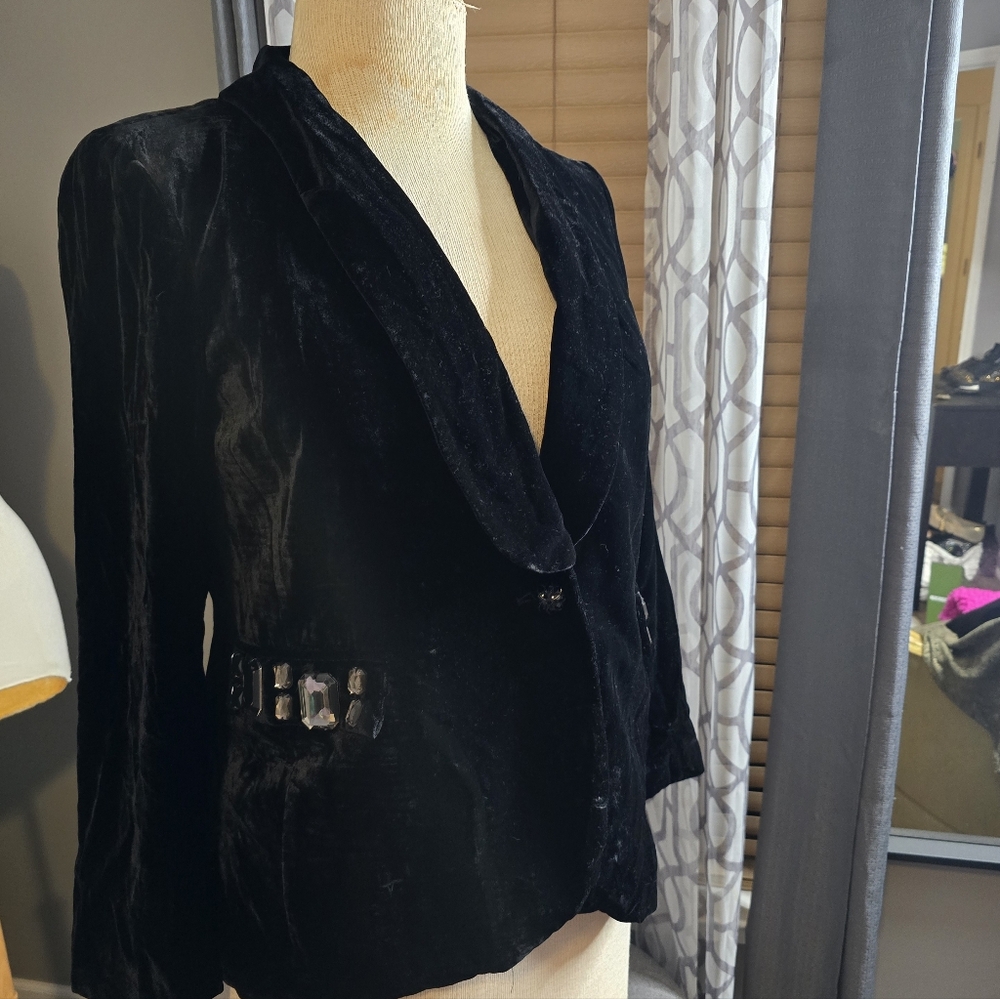 Focus 2000 Black Velvet Blazer Evening Jacket - Picture 7 of 8